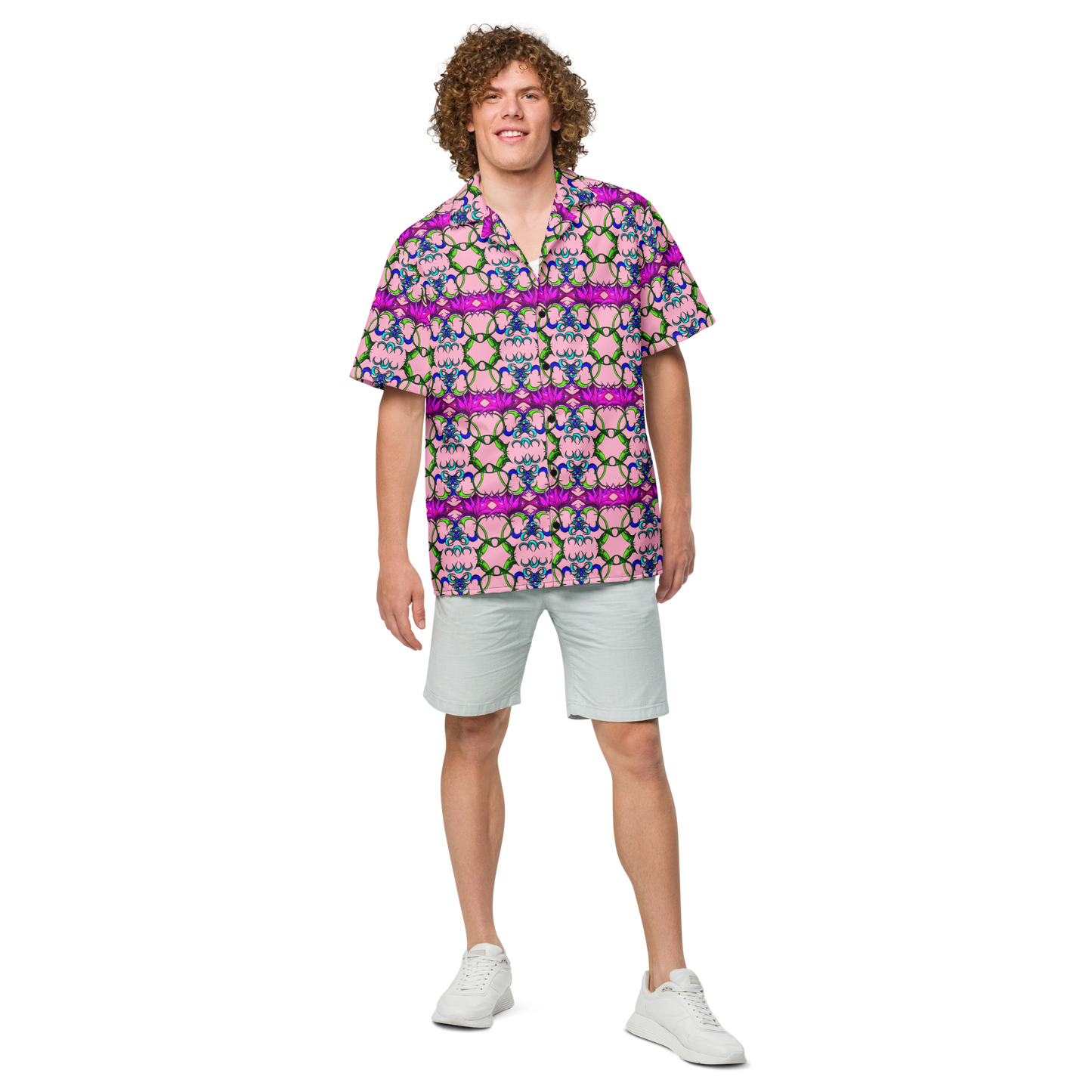 Men's button shirt Flowerfireworks pattern