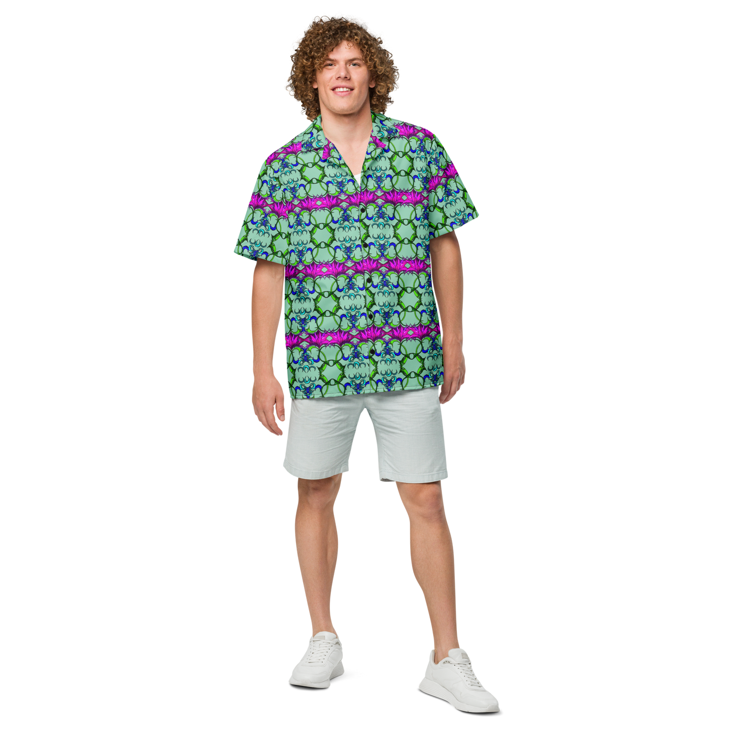 Men's button shirt Flowerfireworks pattern