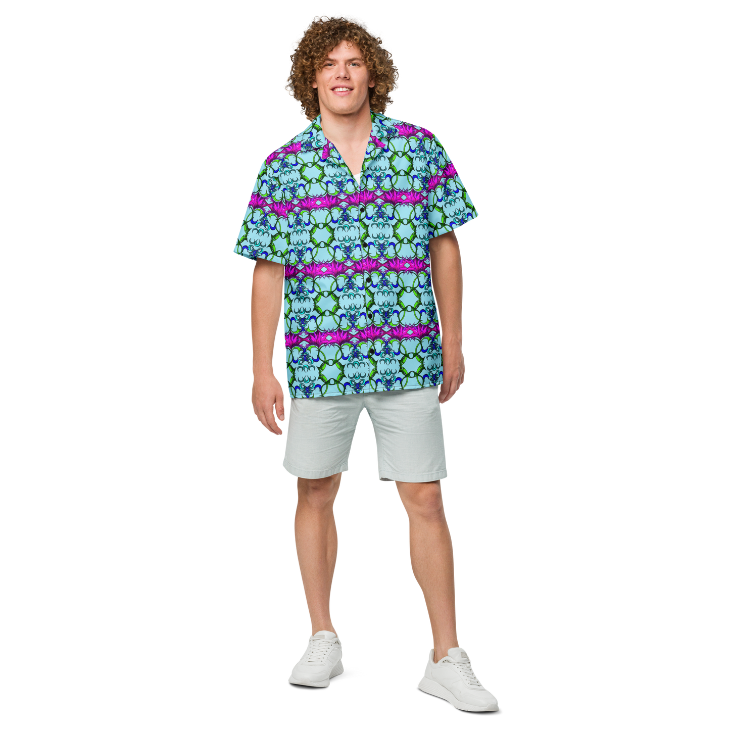 Men's button shirt Flowerfireworks pattern