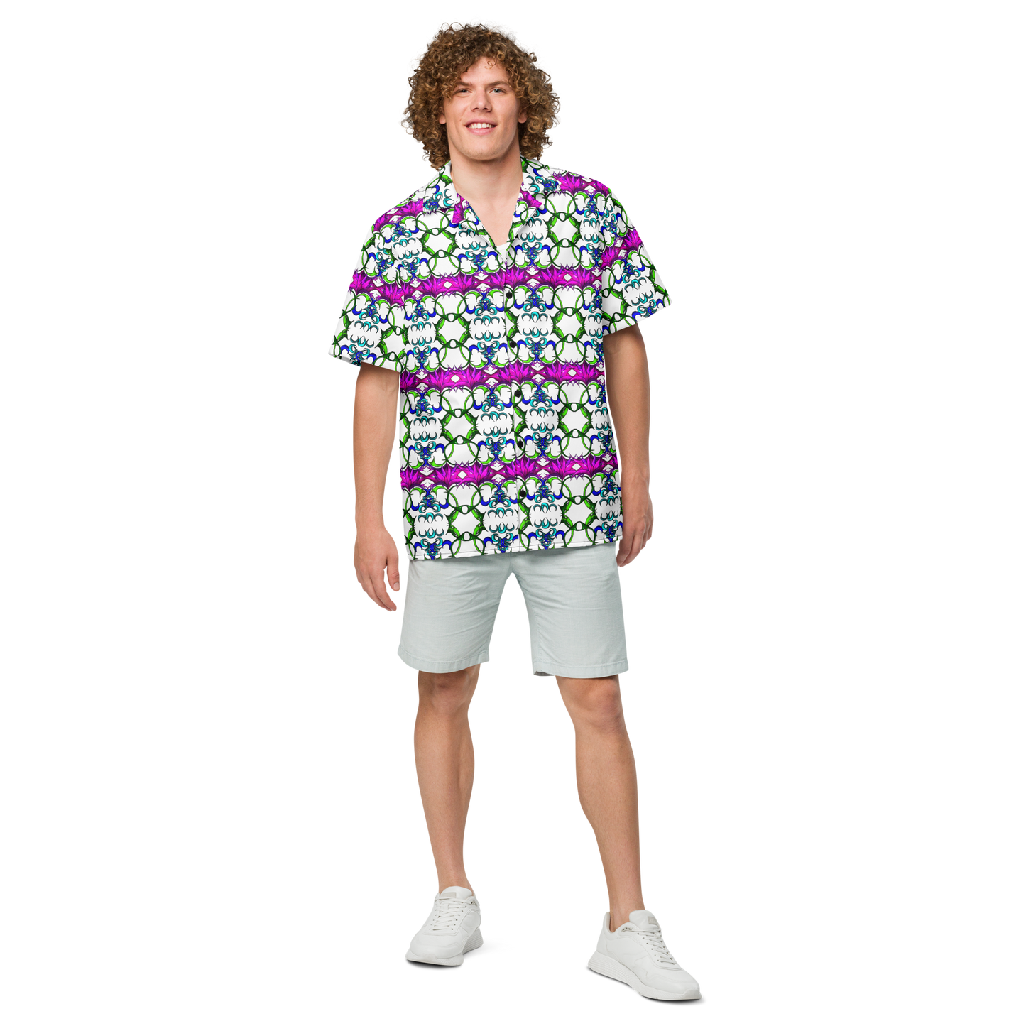 Men's button shirt Flowerfireworks pattern