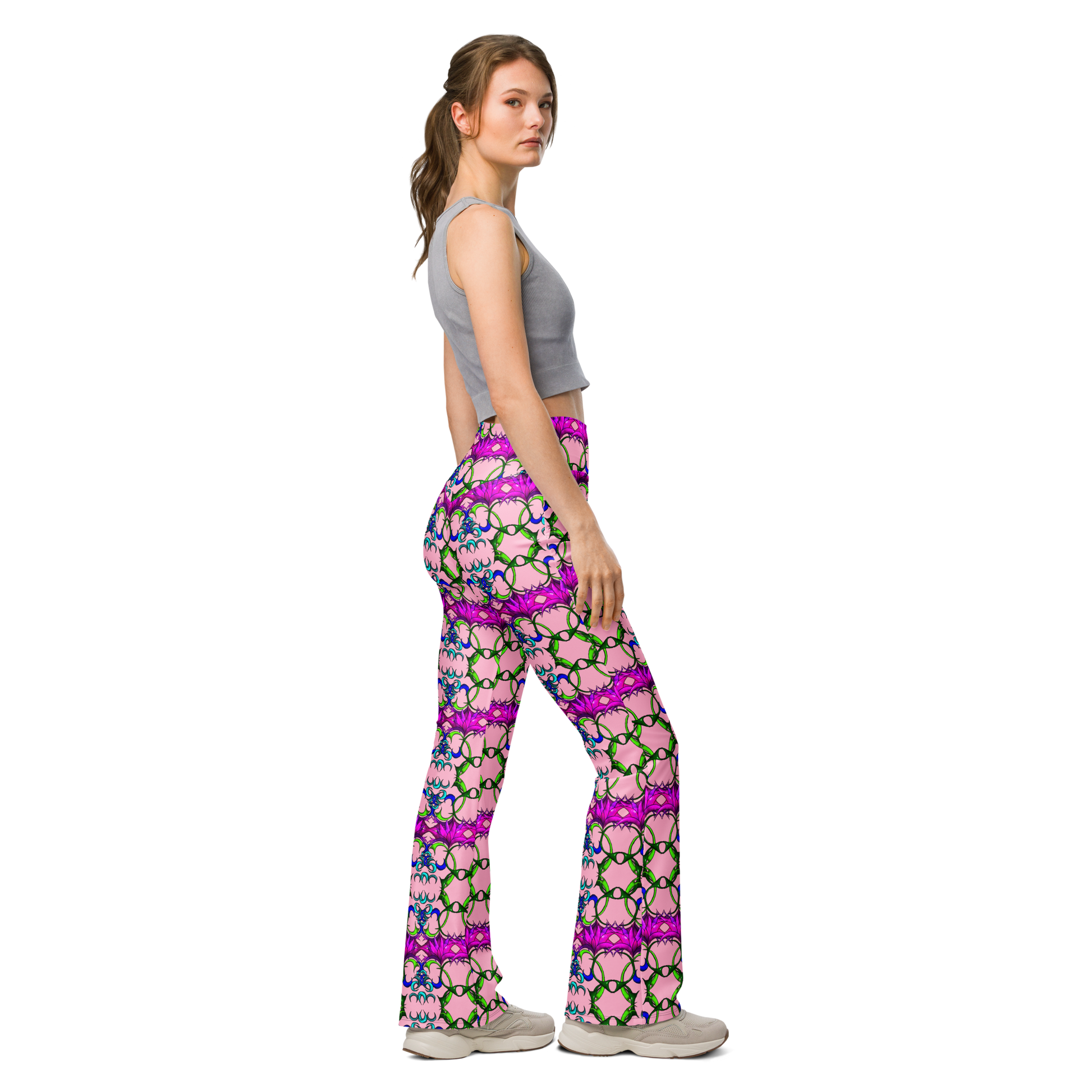 Flare leggings Flowerfireworks pattern - Scretched