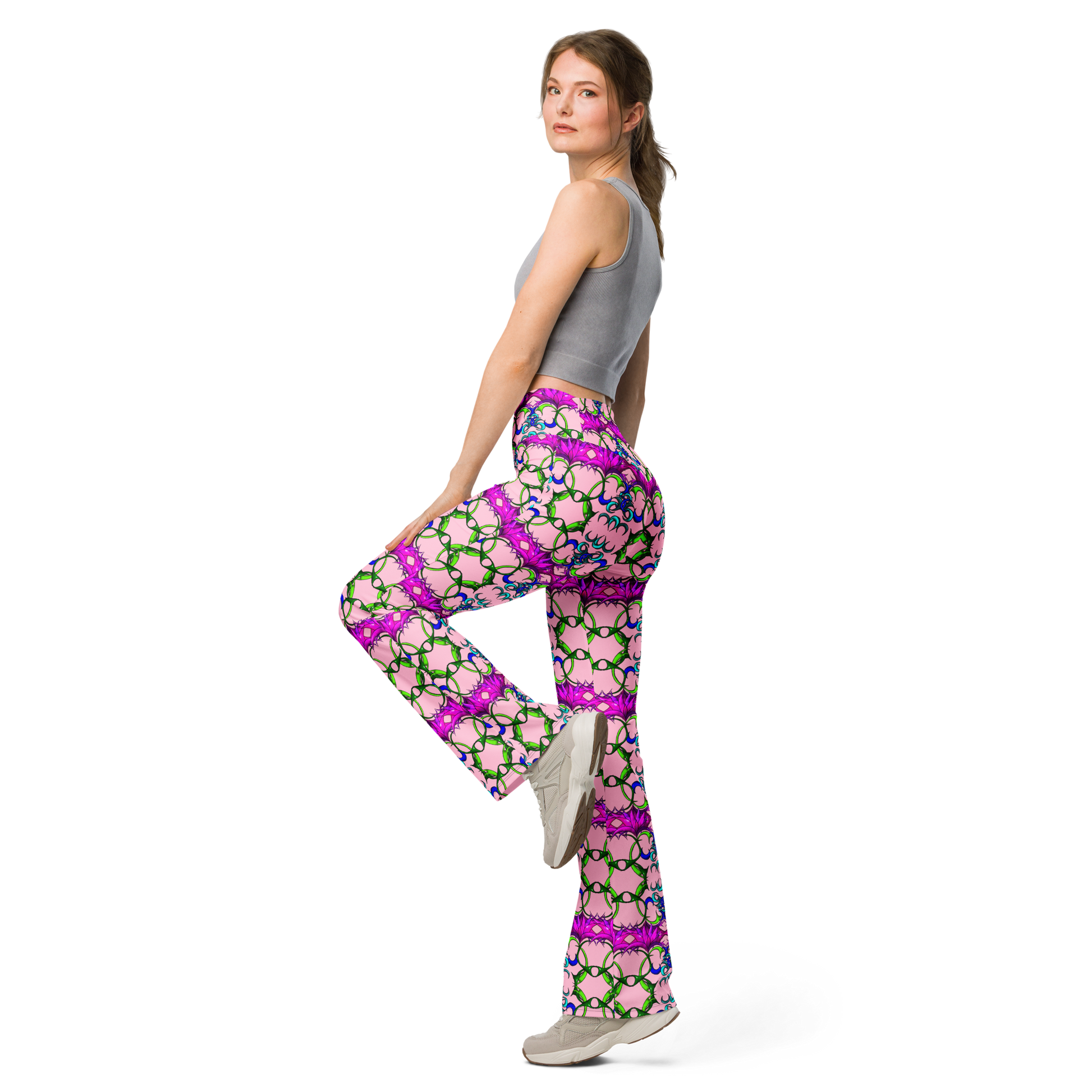 Flare leggings Flowerfireworks pattern - Scretched
