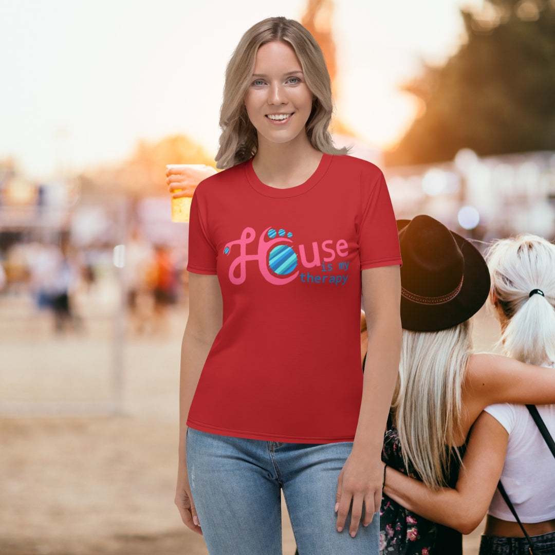 Ladies T-shirt House is my therapy - Scretched
