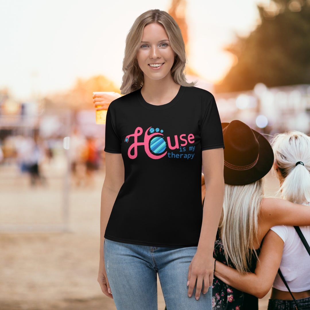 Ladies T-shirt House is my therapy - Scretched
