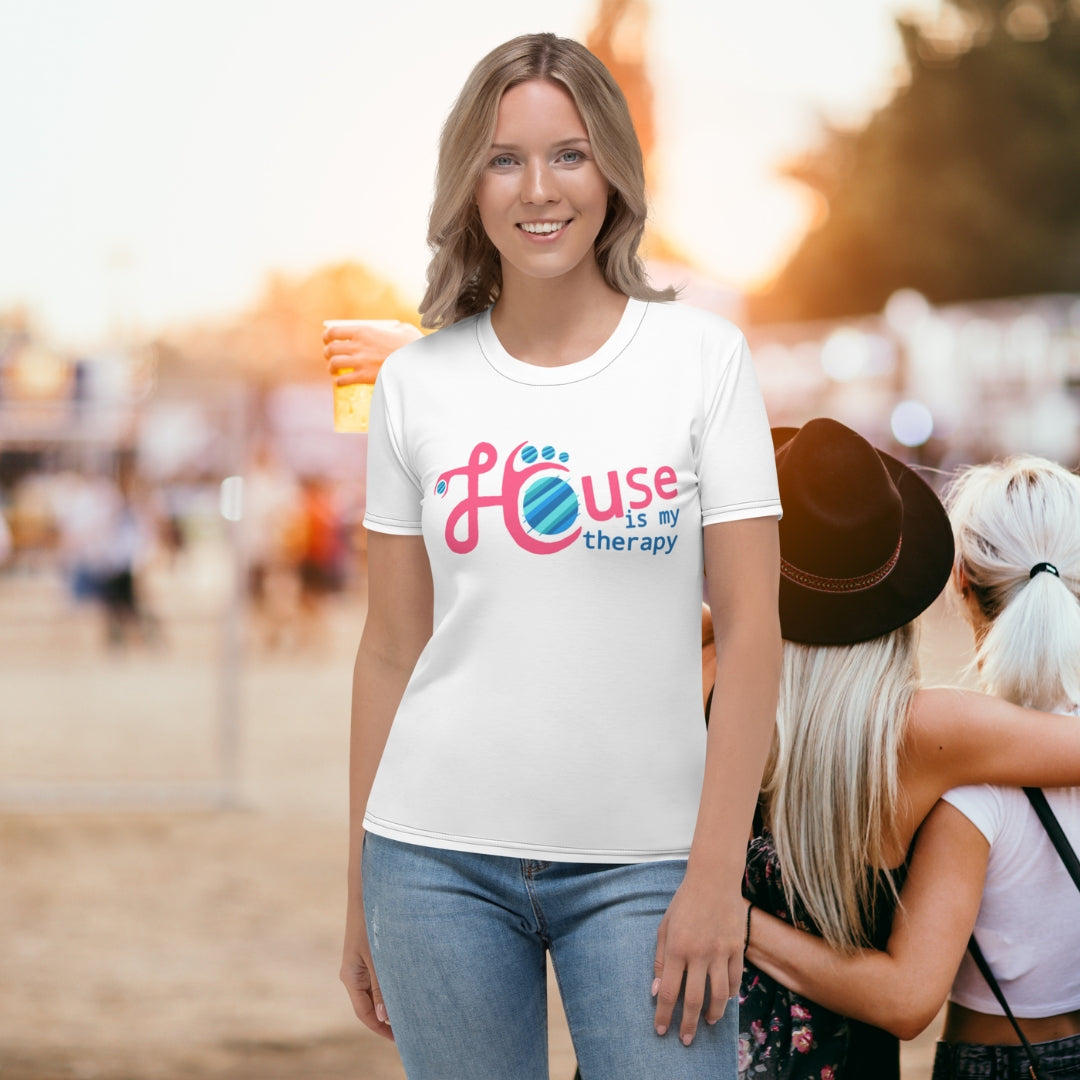Ladies T-shirt House is my therapy - Scretched
